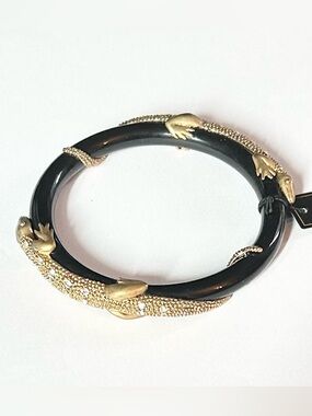 BCBGMaxAzria Black and Gold Lizard Bangle Bracelet